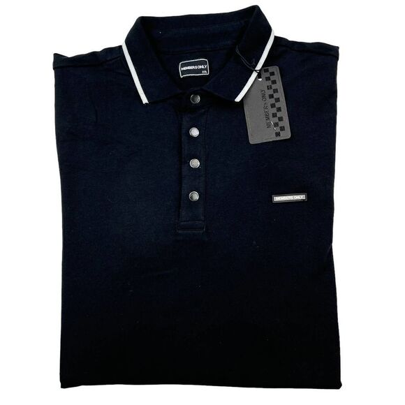 New Members Only Men US XXL Black Polo T-Shirt Buttons Stand Collar Short Sleeve - Picture 1 of 6